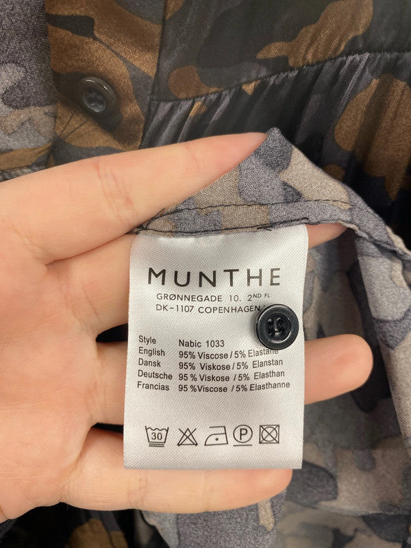 Munthe Chic Nabic Satin Camo Loose Fit Blouse UK 6 SD002