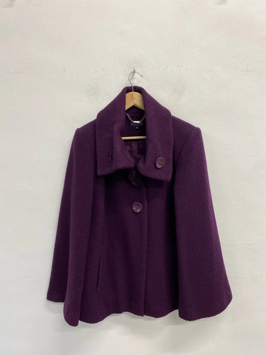 Fabulous Long Tall Sally Prune purple wool blend coat Formal or fun Uk10 KD001
