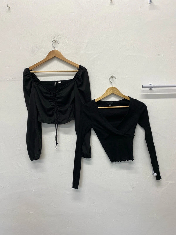 Fabulous Duo of classic black tops party or chill UK10 H&M #6 JA001