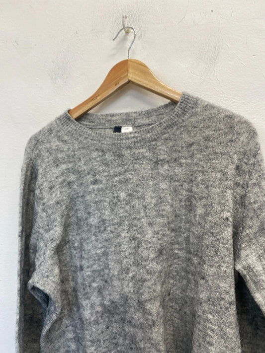 Lovely H&m grey marl ribbed knit jumper UK L KM003