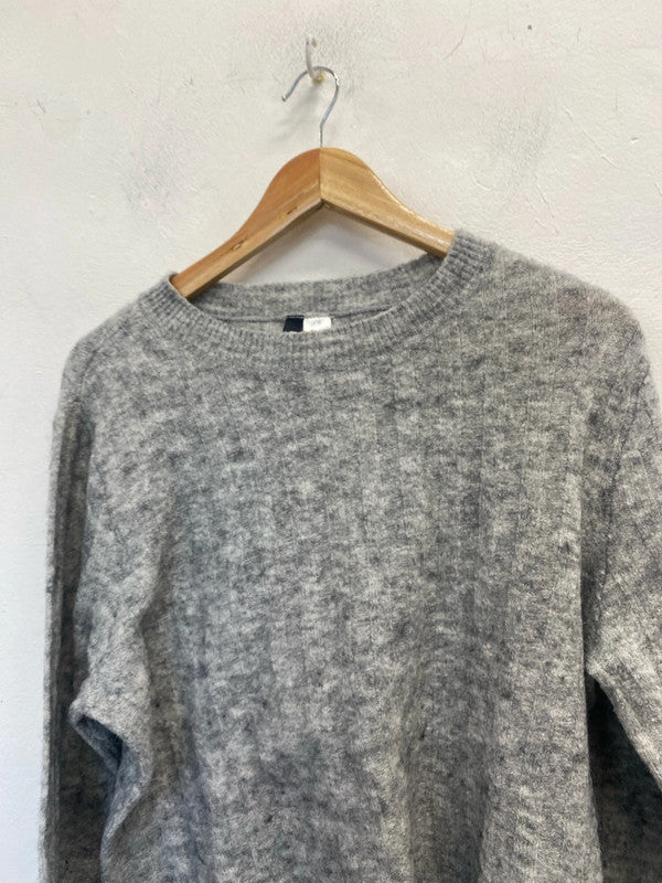 Lovely H&m grey marl ribbed knit jumper UK L KM003