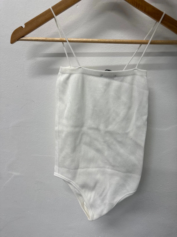 Fabulous ribbed white body suit new UkXs-S New SD002