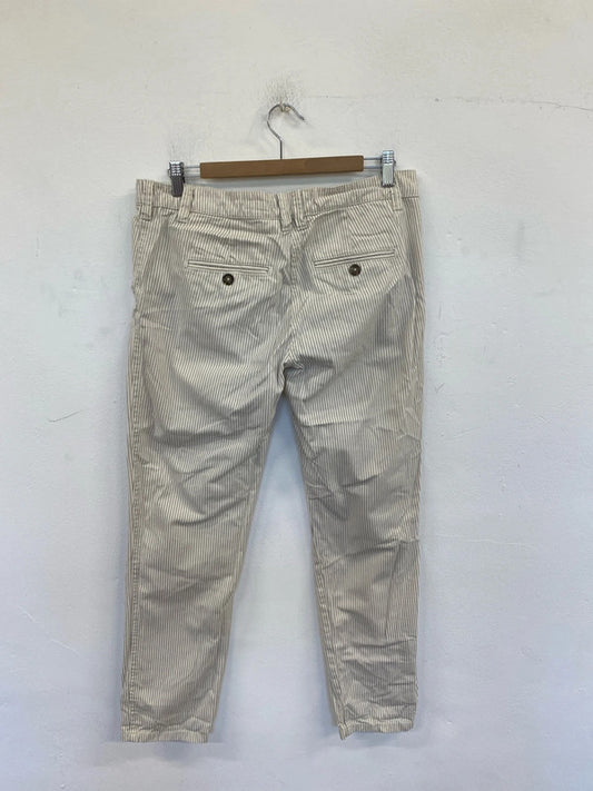Next Stylish Cream & Grey Stripe Chinos UK 10R LN001