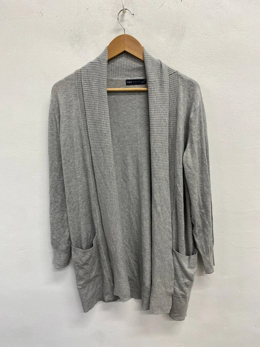 Stunning M&S grey longline cardigan cosy UK M HA001