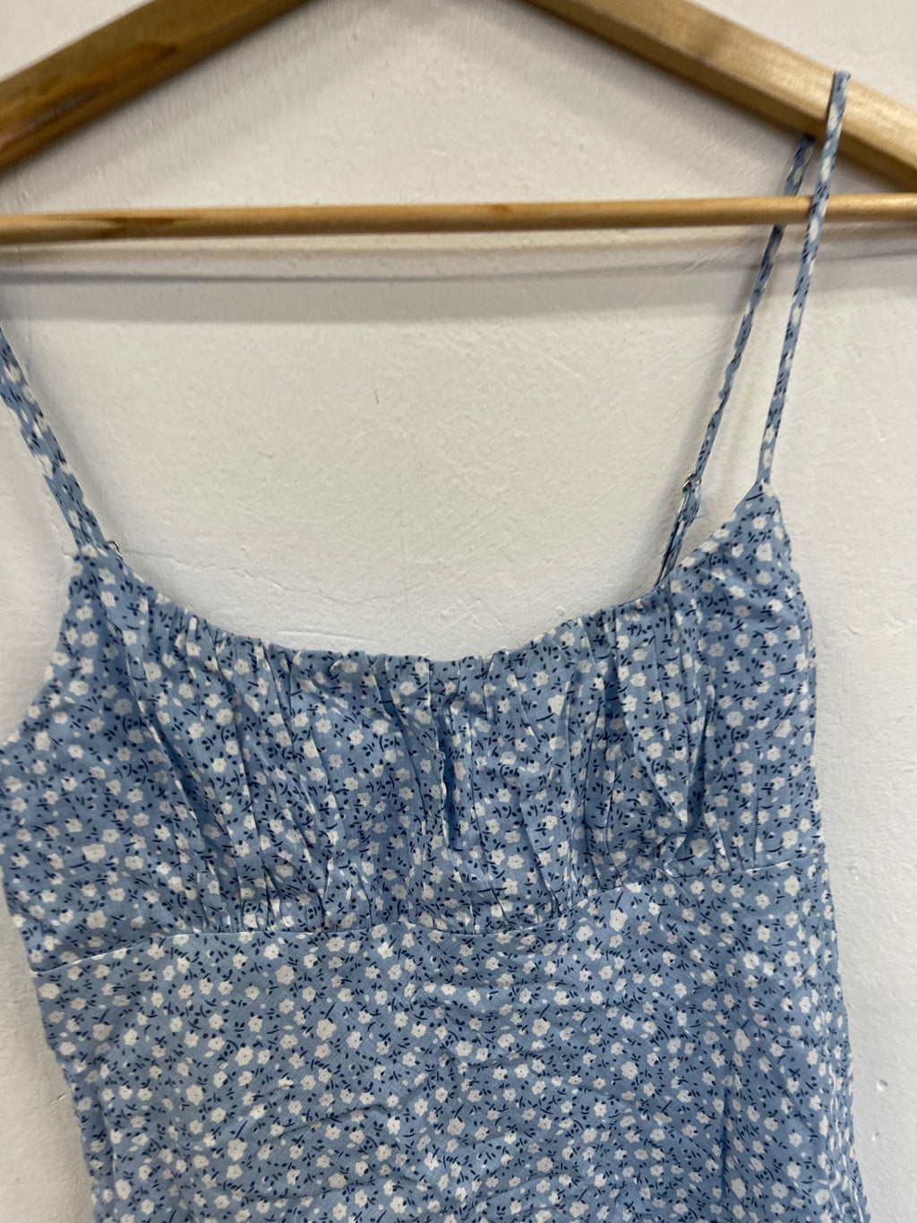 Fabulous Princess Polly Elvia Dress Y2K ditsy UK8 Blue & white SA514