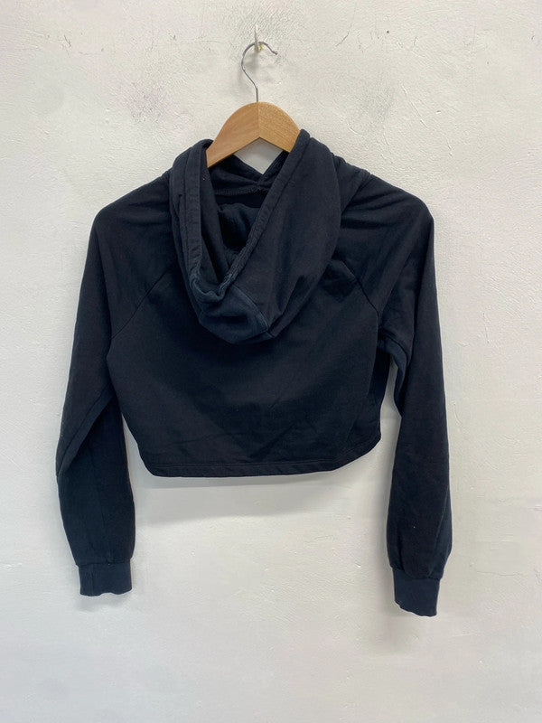 Fabulous gym shark navy cropped active wear hoodie UK S ZM001