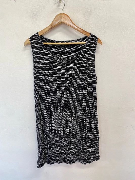 Lovely midnight black white spotted tunic dress UK L WS001