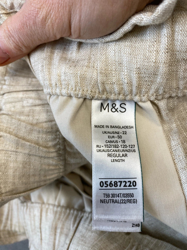 Fabulous linen natural flax shorts drawstring waist Uk22 RM002