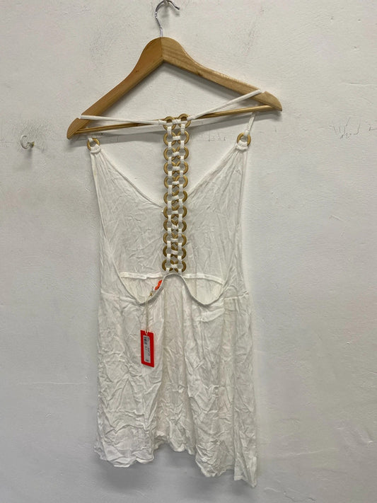 Lovely river island white beach cover with gold pattern back UK S KM004