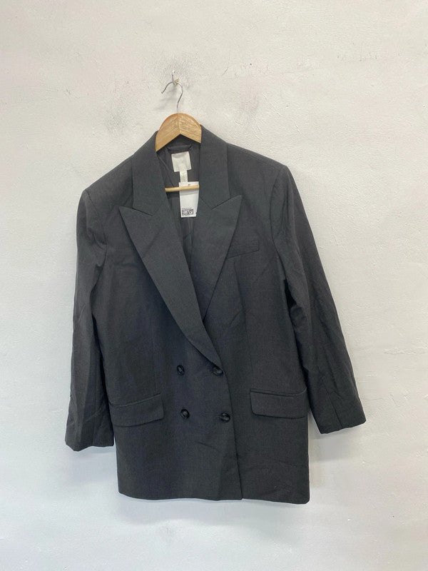 Lovely H&m dark grey double breasted blazer UK L KM003