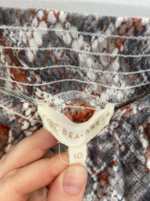 Next Fabulous Grey & Orange Reptile Print Maxi Beach Dress UK 10 MB001