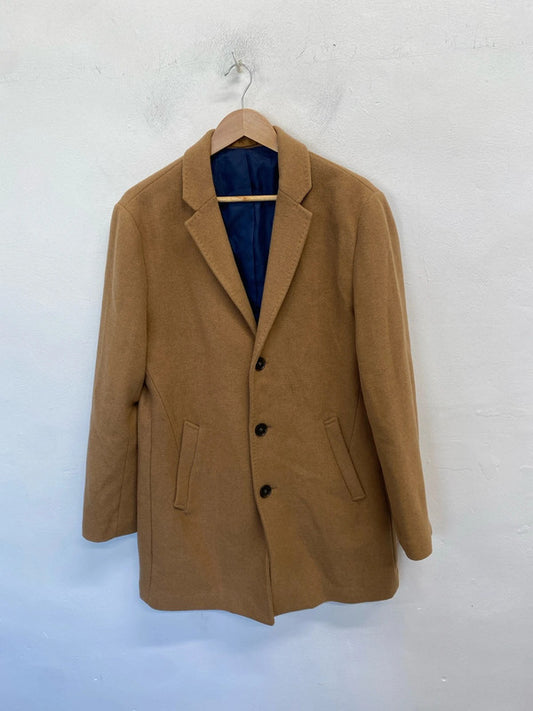 Lovely m&s men’s brown wool blend overcoat UK M CJ001