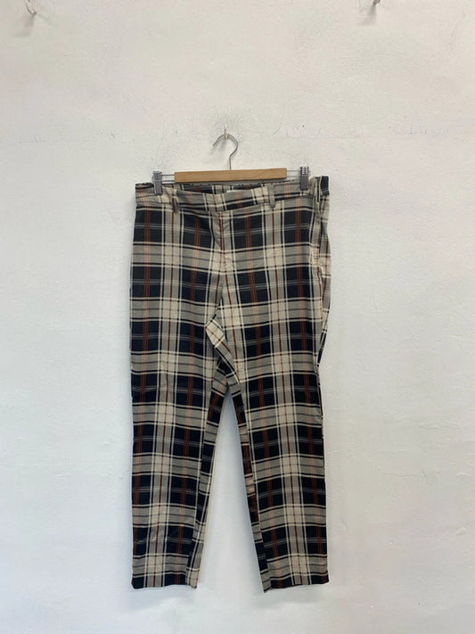 lovely H&M tartan beige trousers chino UK 16 KM003