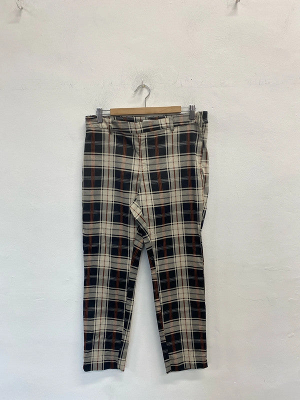 lovely H&M tartan beige trousers chino UK 16 KM003