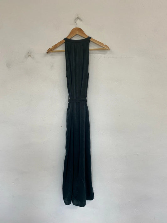 Zara Gorgeous Emerald Green Satin Midi Dress Size M MB001
