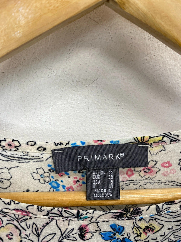 Lovely Primark pastels summer print flare sleeve top UK 10 AG005