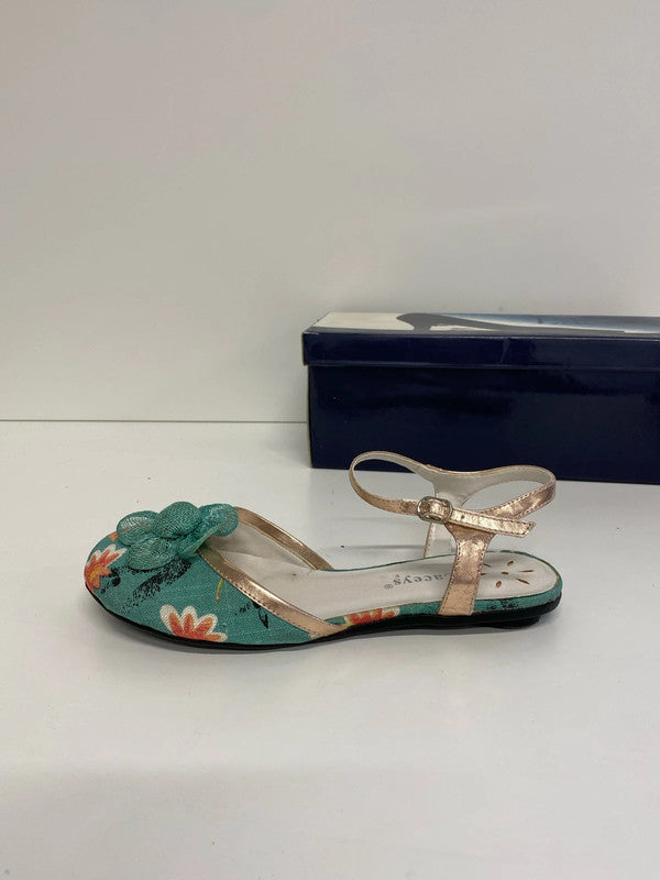 Laceys & M&S Fabulous Turquoise Floral Flats & Matching Clutch UK 4 AT001