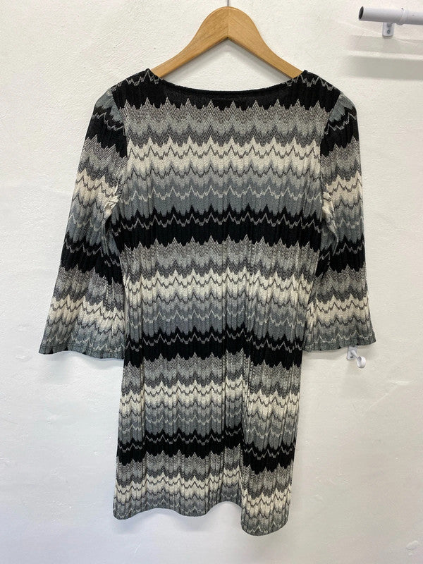 Fabulous Wallis Petite abstract dress Uk12 black & silver AO001