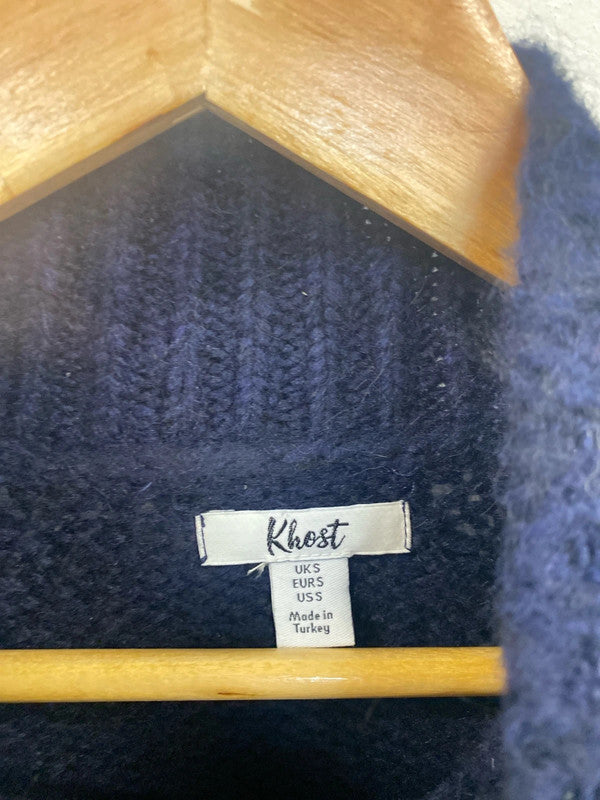 Khost Fabulous Navy Colourful Zigzag Sequin Jumper Size S JP001