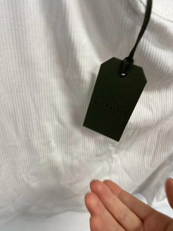 Fabulous All Saints white Stef Tank ribbed top Uk14 AC002