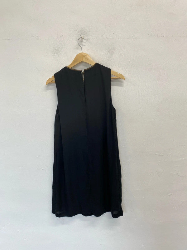 Lovely H&M black slip dress with gold neckline UK 12 LL003