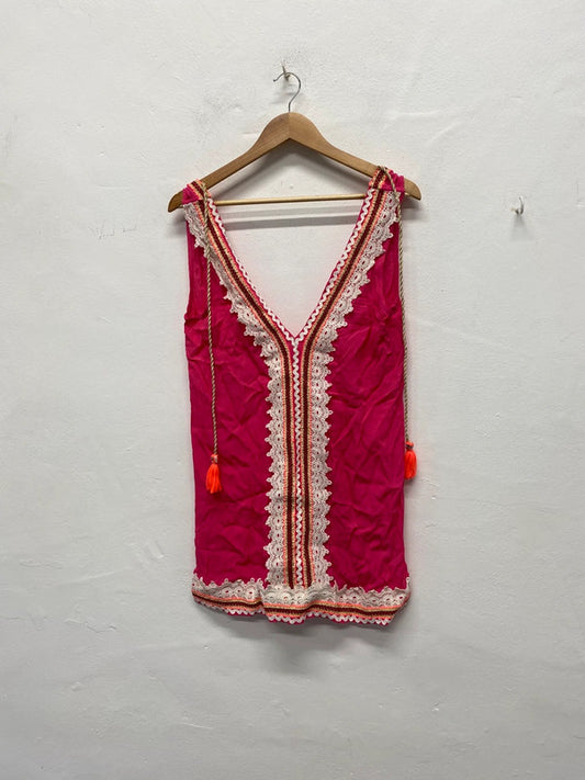 Fabulous River Island Pool cover up UkS/M pink boho chic KM004