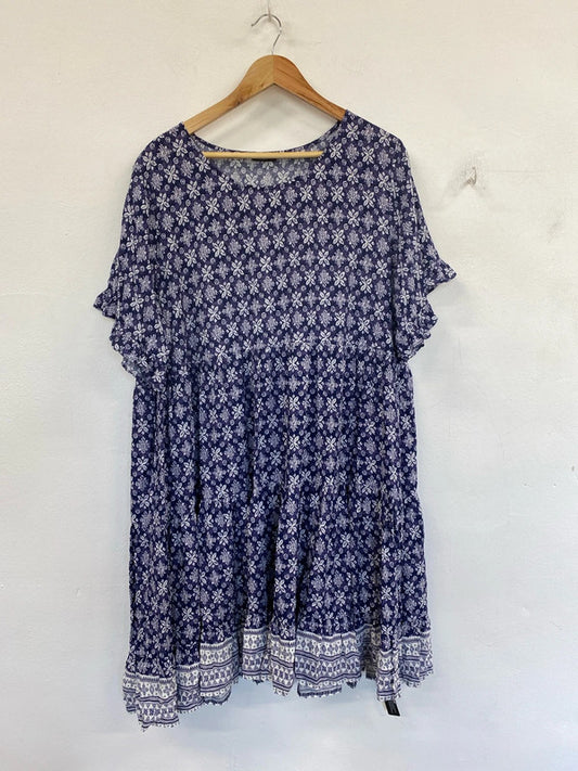 Roman Elegant Purple Boho Smock Dress UK 20 IM001