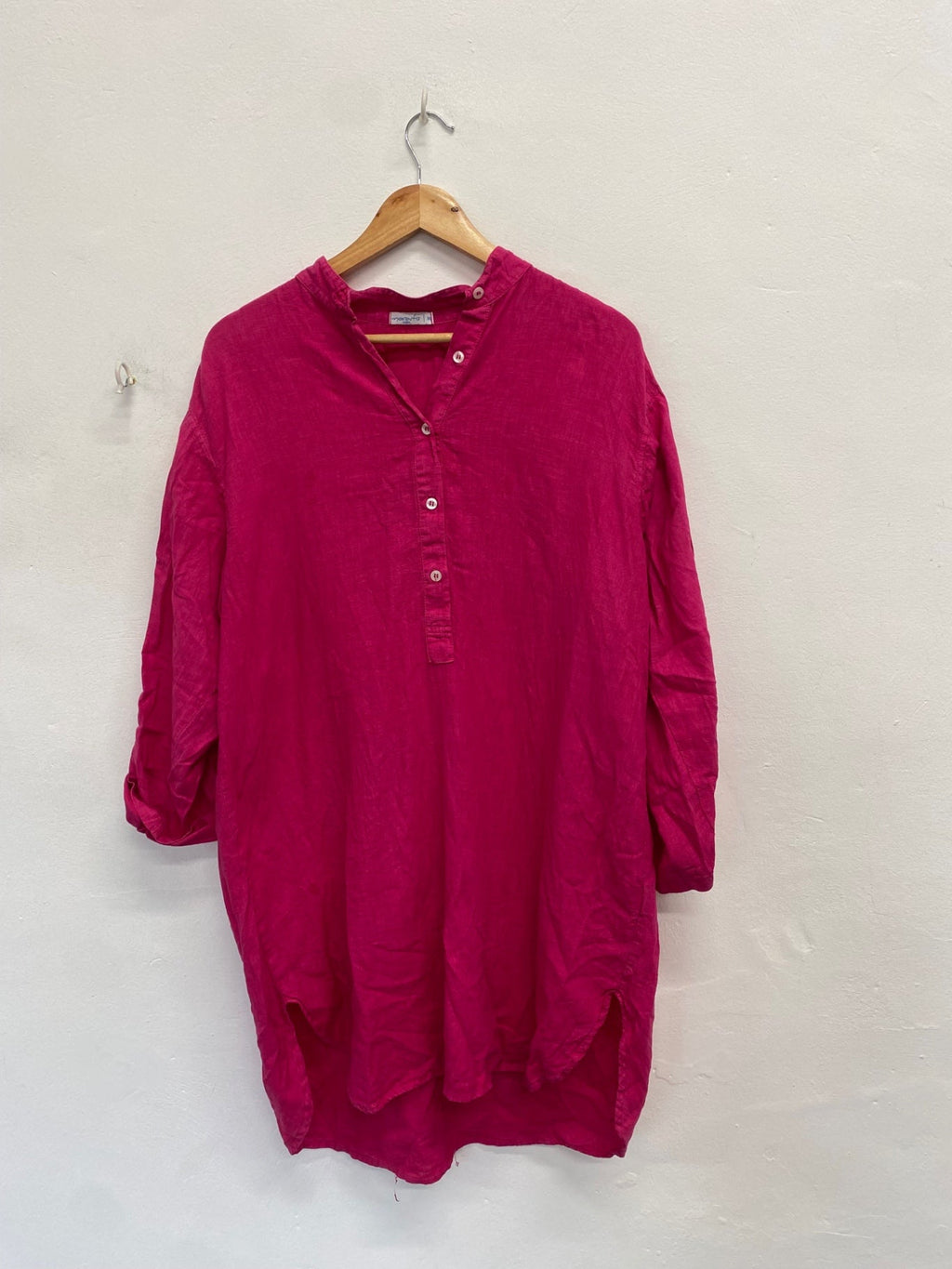 Stunning moraitis Tunic shirt Uk 10 Pink linen SO560