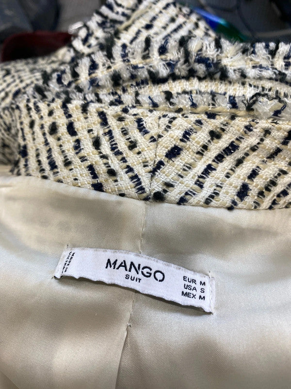 Stunning mango wool blend black white jacket UK M HS001