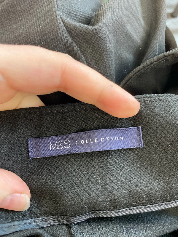 M&S Chic Black Wide Leg Trousers UK 16 LB010