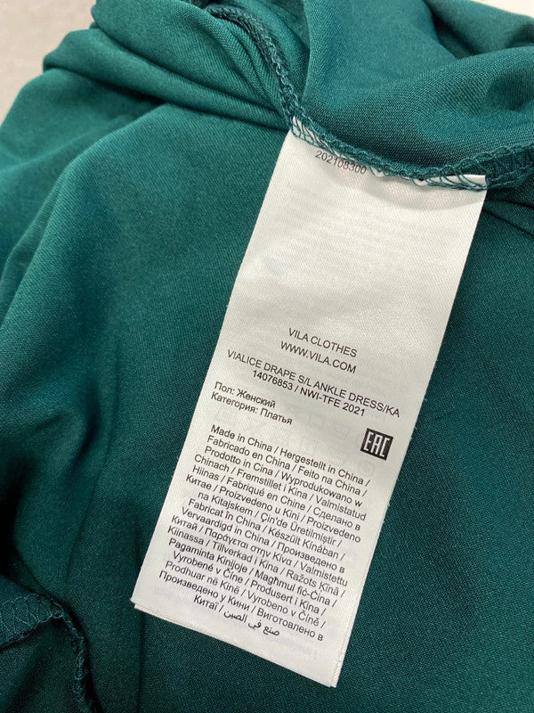 Stunning villa Forrest green maxi dress with low bust and cross back UK M GJ001