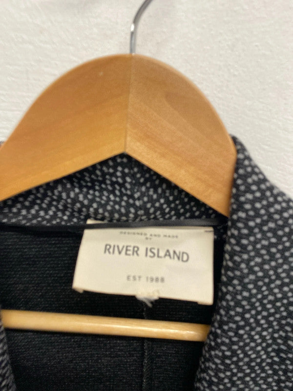 Fabulous river island grey black pattern longline blazer UK S KM004