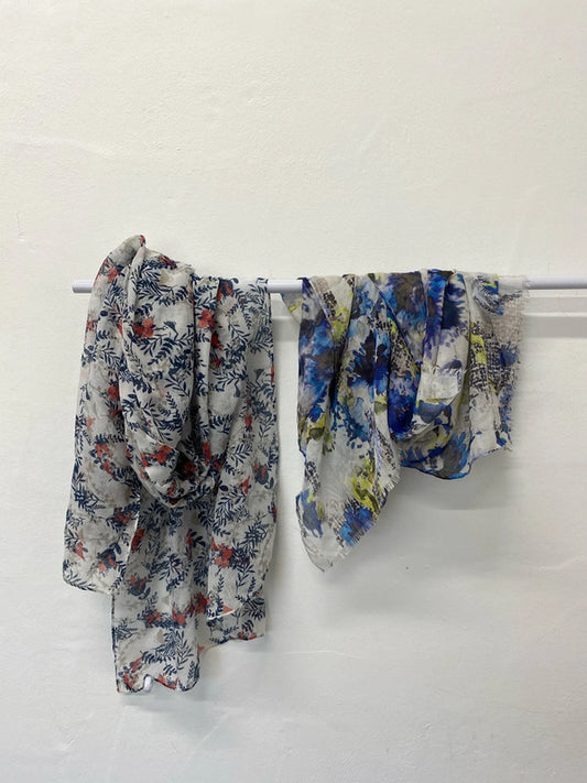 Fabulous duo of floral watercolour abstract scarves IM001