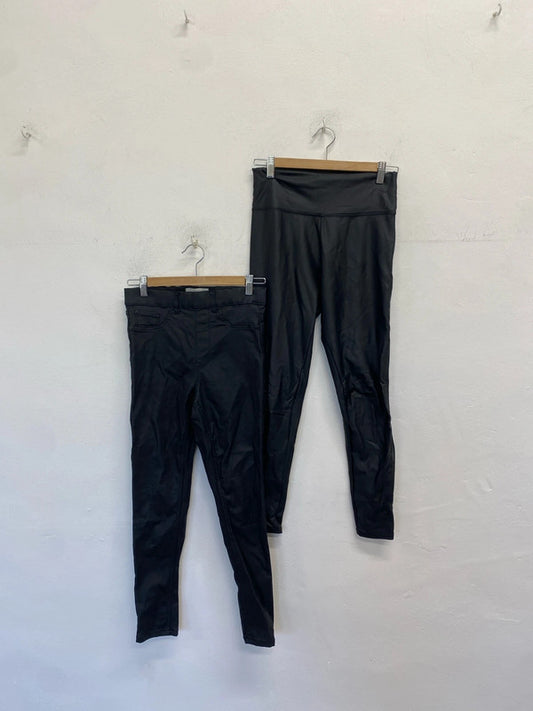 Stunning duo of faux leather black jeans next new look UK 8/10 LK009 #11
