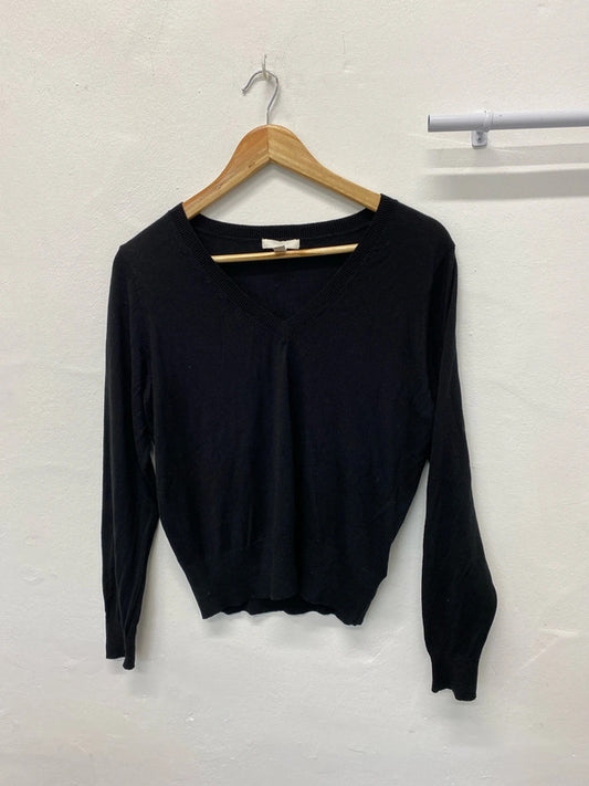 Fabulous black V Neck soft fine knit jumper wardrobe staple KM003