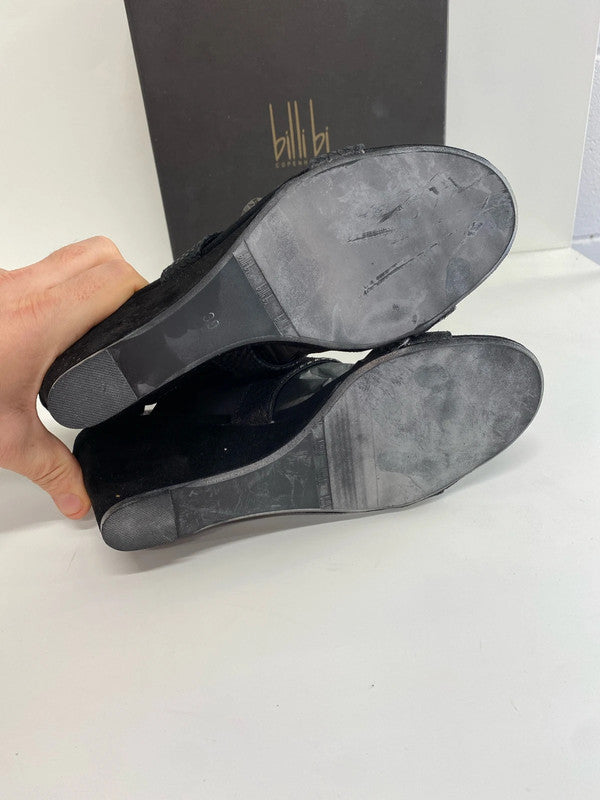 Gorgeous Billi Bi snakeskin and velvet strappy wedge heel 6 KM004