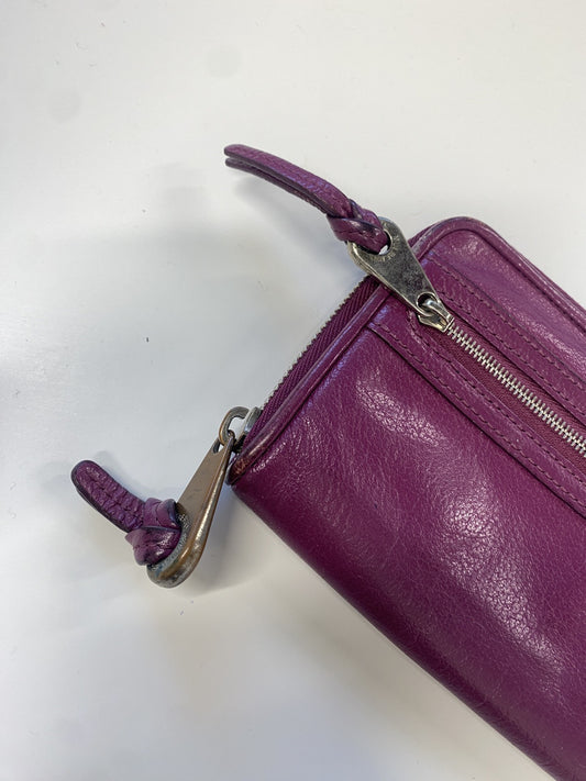 Lovely Mulberry Large Clutch Zip Around Purse in Fuchsia Leather One Size JP001