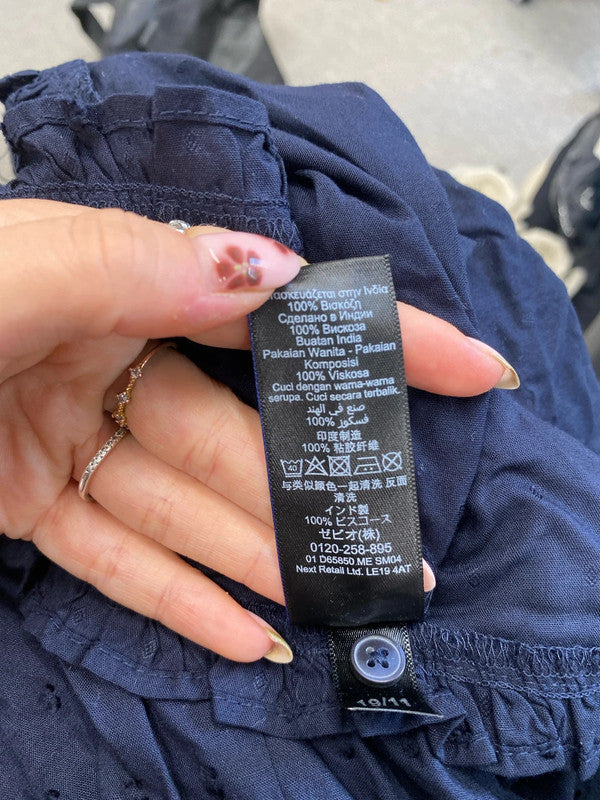 Lovely next navy blue embroidered smock dress UK 20 IM001