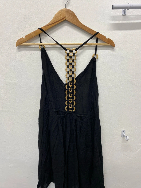 Fabulous River Island swim cover up boho dress black Uk8 KM004