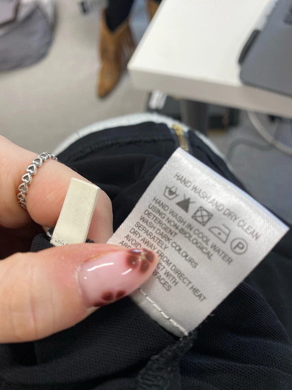 Lovely whistles black zip sleeve midi dress UK 12 NN001