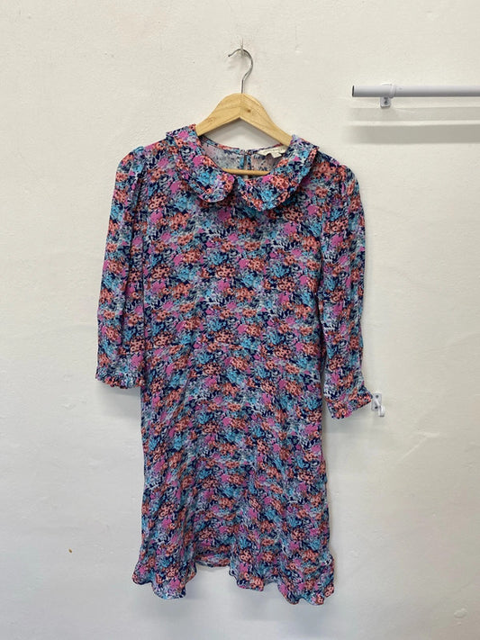 Fabulous M&S x Ghost romantic Ditzy dress drill collar uk14 LB004