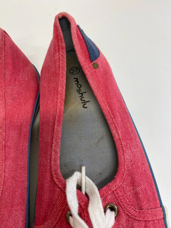 Fab Vintage Moshulu faded red 1990’s plimsole trainers Uk4 MM005