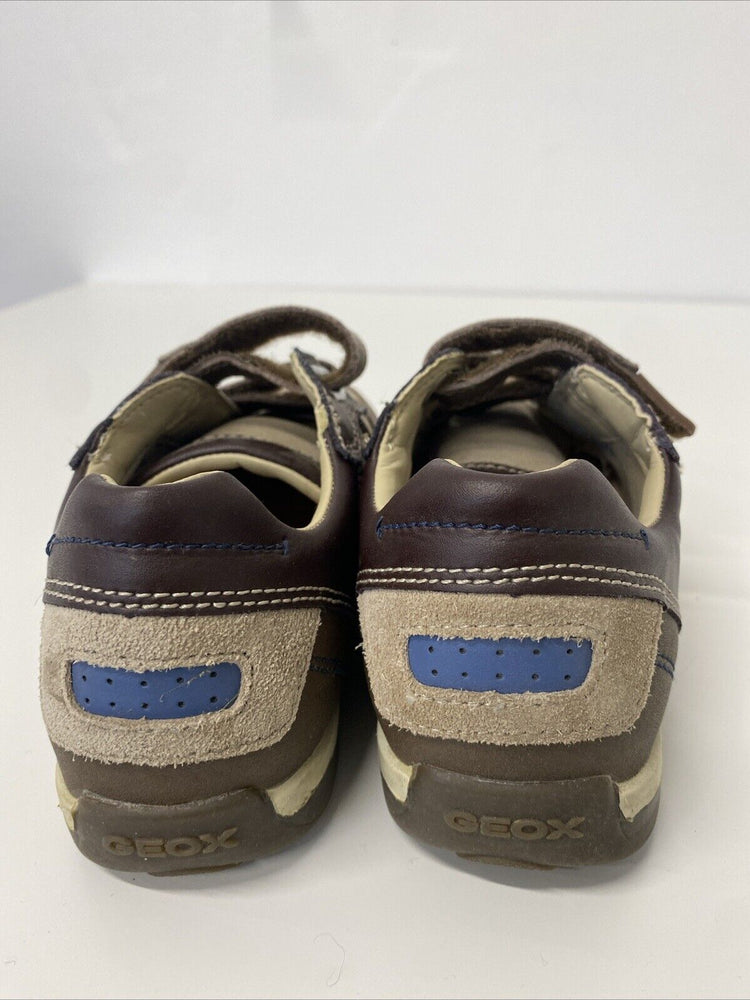 Geox Boys Trainer Brown & Blue Leather Size 13/32,  RRP £52.50 GA001