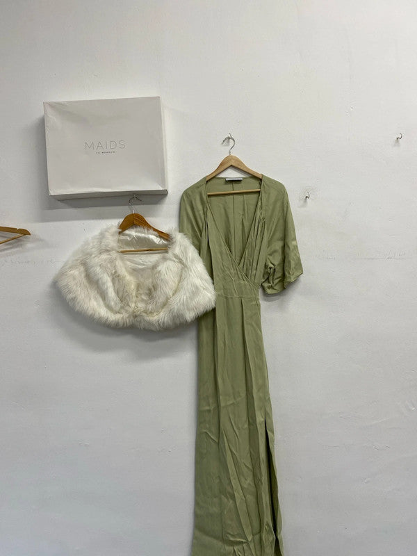 Fabulous Maids to Measure Charlene Sage green dress Uk24 & wrap CR002
