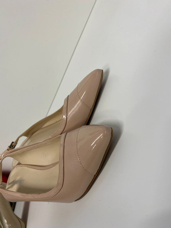 Fabulous Nine West Leather nude sling back shoes Uk7 KM005
