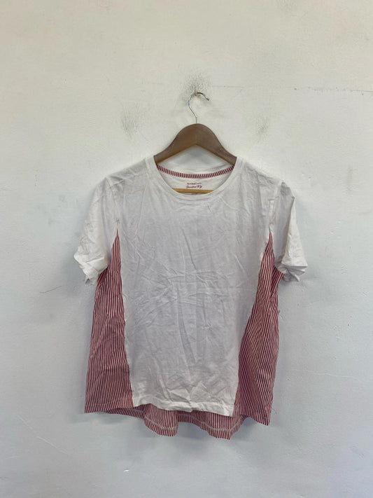 River Island Chic White & Red Stripe Shirt UK 14 LN001