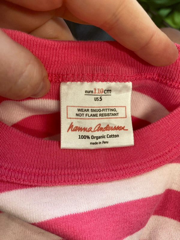 Hanna Andersson Cute Pink & Green Stripe Cord 5 Years EL001