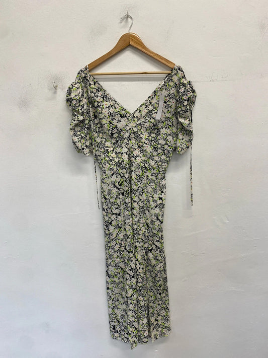 Lovely Topshop lime white floral maxi dress nwt UK 12 NN001