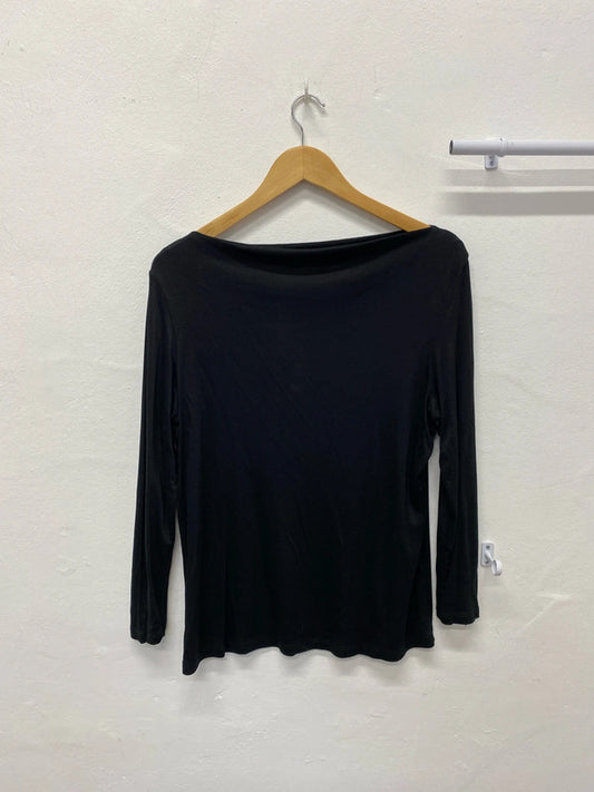 Fabulous Super Black slash neck top by Reiss UkL GJ001