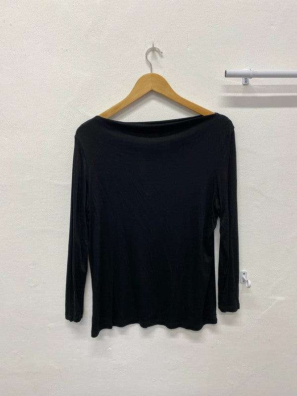Fabulous Super Black slash neck top by Reiss UkL GJ001